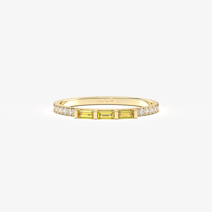 18K Gold Baguette Cut Citrine and Cz Ring - 2S245CIT