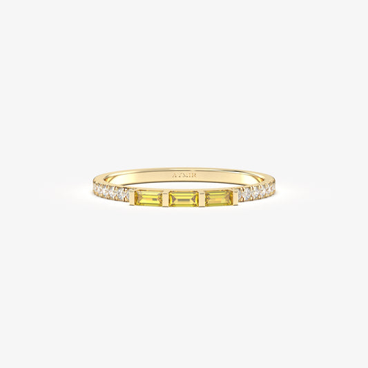18K Gold Baguette Cut Citrine and Cz Ring - 2S245CIT