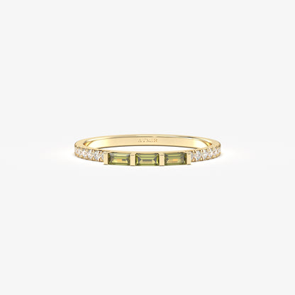 18 Karat Goldring mit Peridot und Zirkonia im Baguetteschliff – 2S245PER