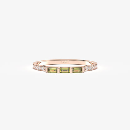 18 Karat Goldring mit Peridot und Zirkonia im Baguetteschliff – 2S245PER
