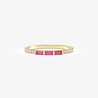 18K Gold Baguette Cut Ruby and Diamond Ring - 2S245RBY