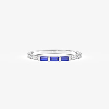 Anillo de oro de 18 quilates con zafiro talla baguette y circonita - 2S245SAP