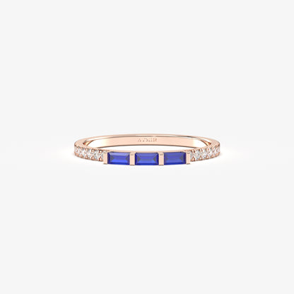 Anillo de oro de 18 quilates con zafiro talla baguette y circonita - 2S245SAP