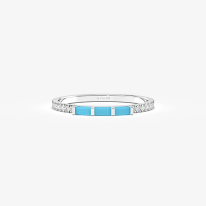 18K Gold Turquoise and Cz Ring - 2S245TURQ