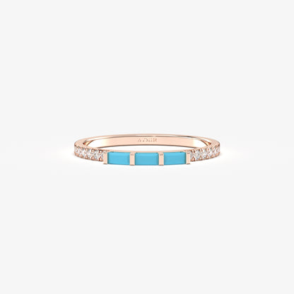 18K Gold Turquoise and Cz Ring - 2S245TURQ