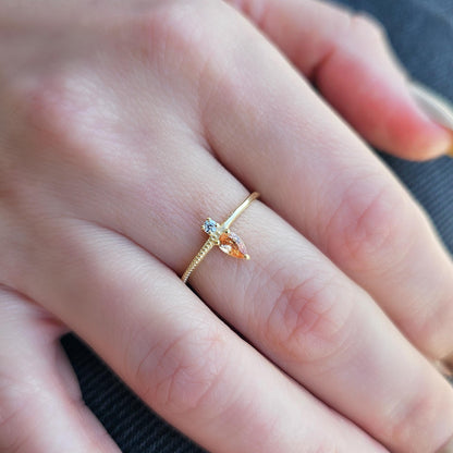 14K Gold Pear Champagne and Diamond Ring - 2S294CHAMP