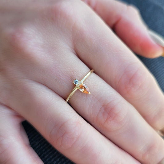 14K Gold Pear Champagne and Diamond Ring - 2S294CHAMP