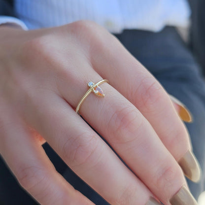 14K Gold Pear Champagne and Diamond Ring - 2S294CHAMP