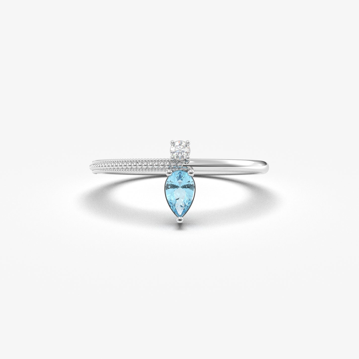 14K Gold Pear Cut Aquamarine and Diamond Ring - 2S294AQUA