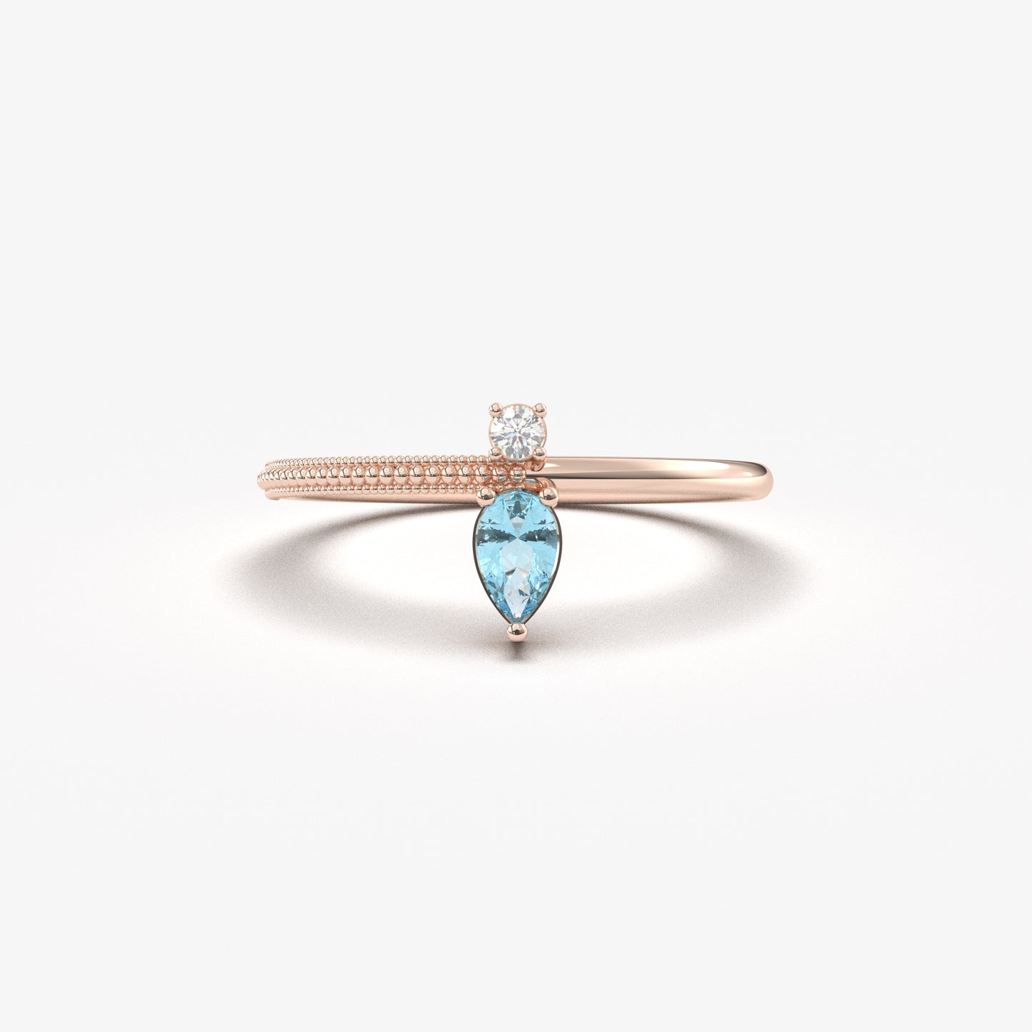 14K Gold Pear Cut Aquamarine and Diamond Ring - 2S294AQUA