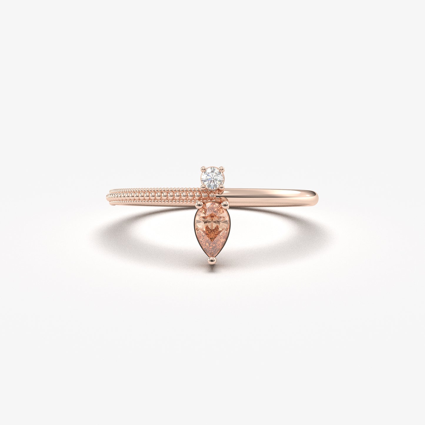 14K Gold Pear Champagne and Diamond Ring - 2S294CHAMP