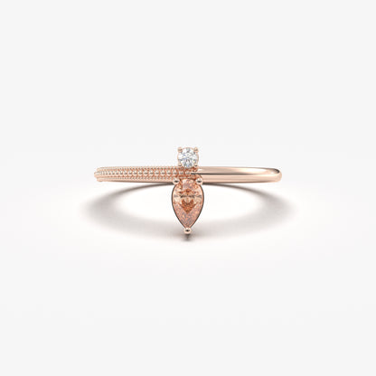 14K Gold Pear Champagne and Diamond Ring - 2S294CHAMP