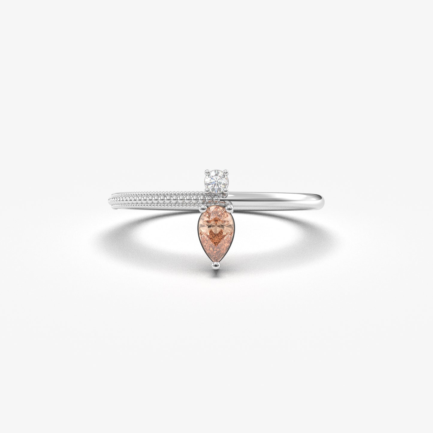 14K Gold Pear Champagne and Diamond Ring - 2S294CHAMP