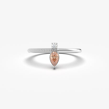 14K Gold Pear Champagne and Diamond Ring - 2S294CHAMP