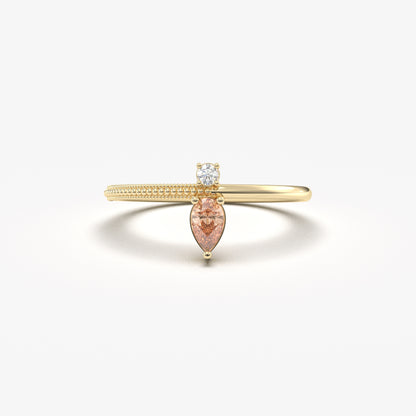 14K Gold Pear Champagne and Diamond Ring - 2S294CHAMP