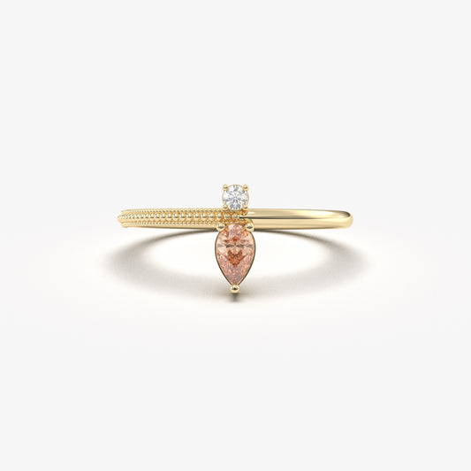 10K Gold Pear Champagne and Cz Ring - 2S294CHAMP
