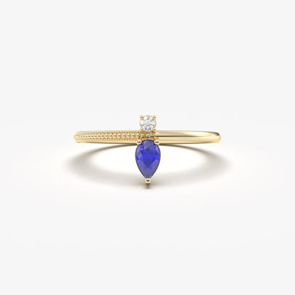 Anillo de oro de 18 quilates con zafiro pera y circonita - 2S294SAP