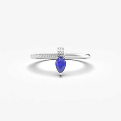 Anillo de oro de 18 quilates con zafiro pera y circonita - 2S294SAP