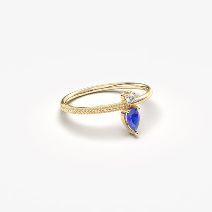 Anillo de oro de 18 quilates con zafiro pera y circonita - 2S294SAP
