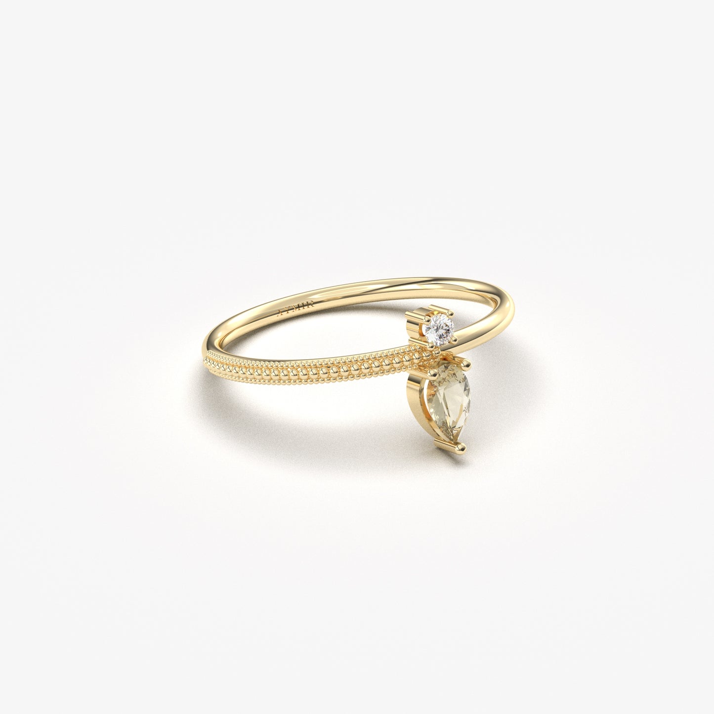 14K Gold Pear Cut Zultanite and Diamond Ring - 2S294ZUL