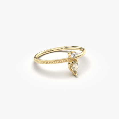 14K Gold Pear Cut Zultanite and Diamond Ring - 2S294ZUL