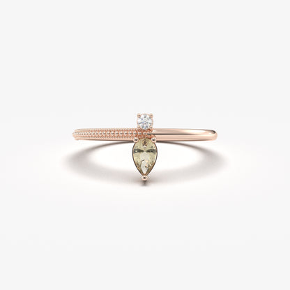 14K Gold Pear Cut Zultanite and Diamond Ring - 2S294ZUL