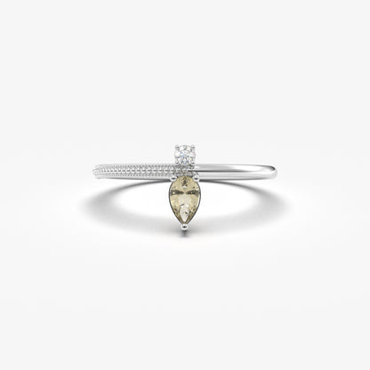 14K Gold Pear Cut Zultanite and Diamond Ring - 2S294ZUL