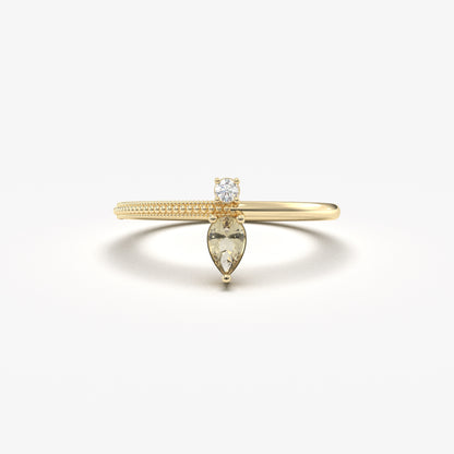 14K Gold Pear Cut Zultanite and Diamond Ring - 2S294ZUL