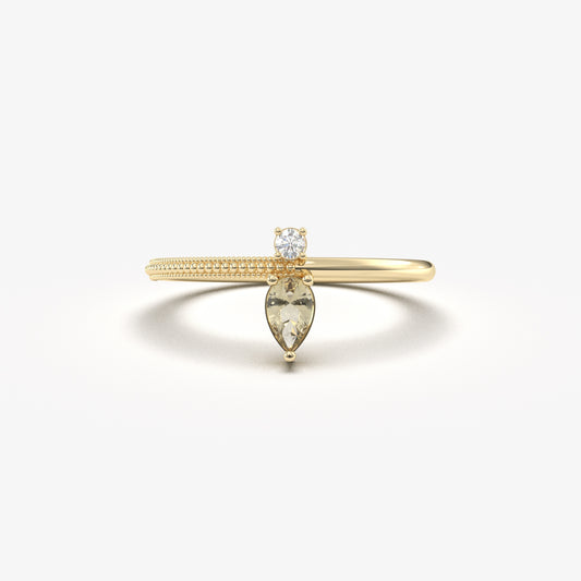 10K Gold Pear Cut Zultanite and Cz Ring - 2S294ZUL