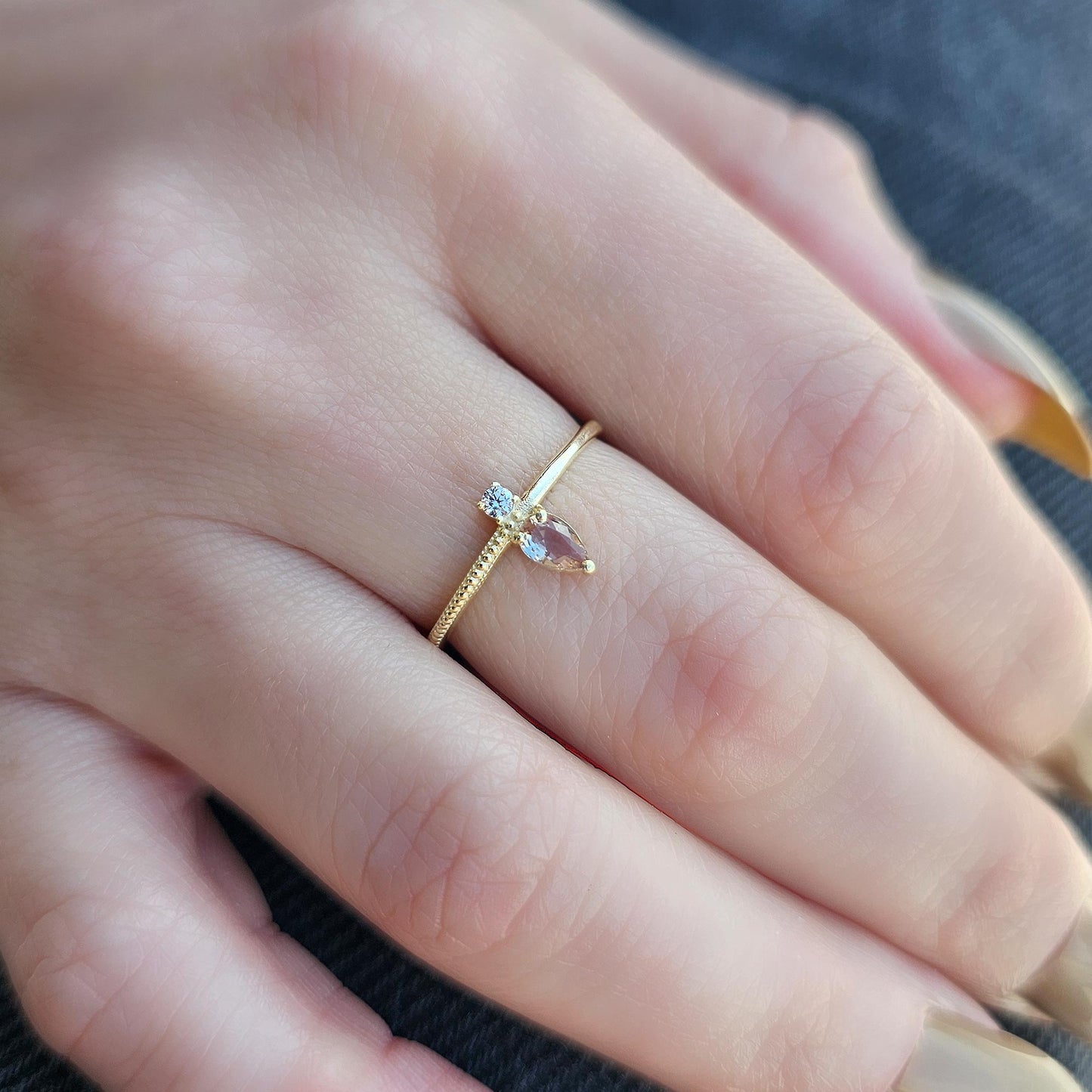 14K Gold Pear Cut Zultanite and Diamond Ring - 2S294ZUL
