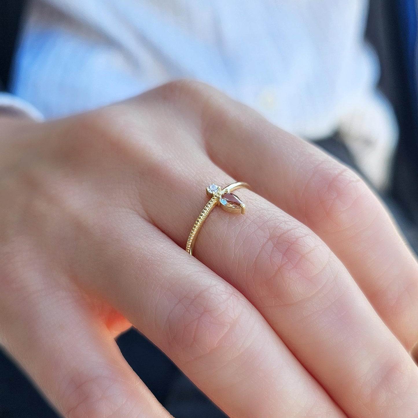 14K Gold Pear Cut Zultanite and Diamond Ring - 2S294ZUL
