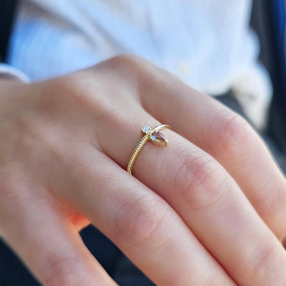 14K Gold Pear Cut Zultanite and Diamond Ring - 2S294ZUL
