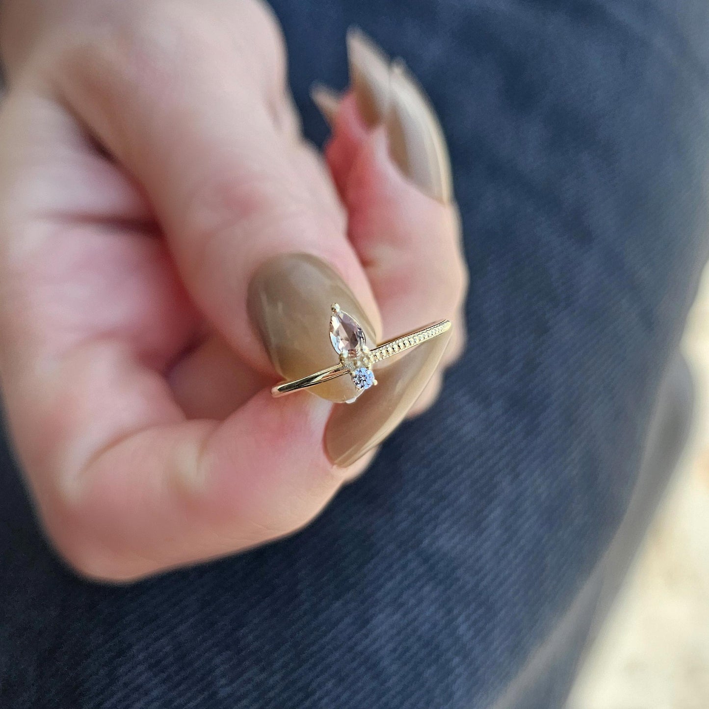 14K Gold Pear Cut Zultanite and Diamond Ring - 2S294ZUL