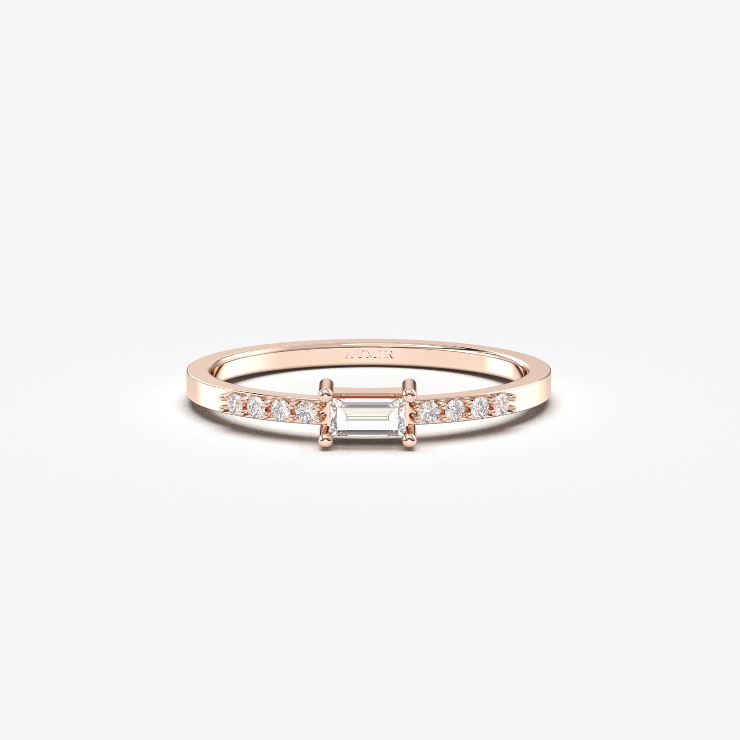 18K Gold Baguette CZ Ring - 2S2DIA
