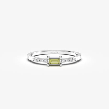 10K Gold Unique Peridot Baguette Cz Ring - 2S2PER