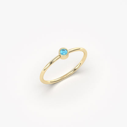 18K Gold Minimalist Sky Blue Ring - 2S34SKY