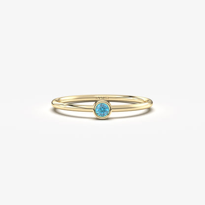 18K Gold Minimalist Sky Blue Ring - 2S34SKY