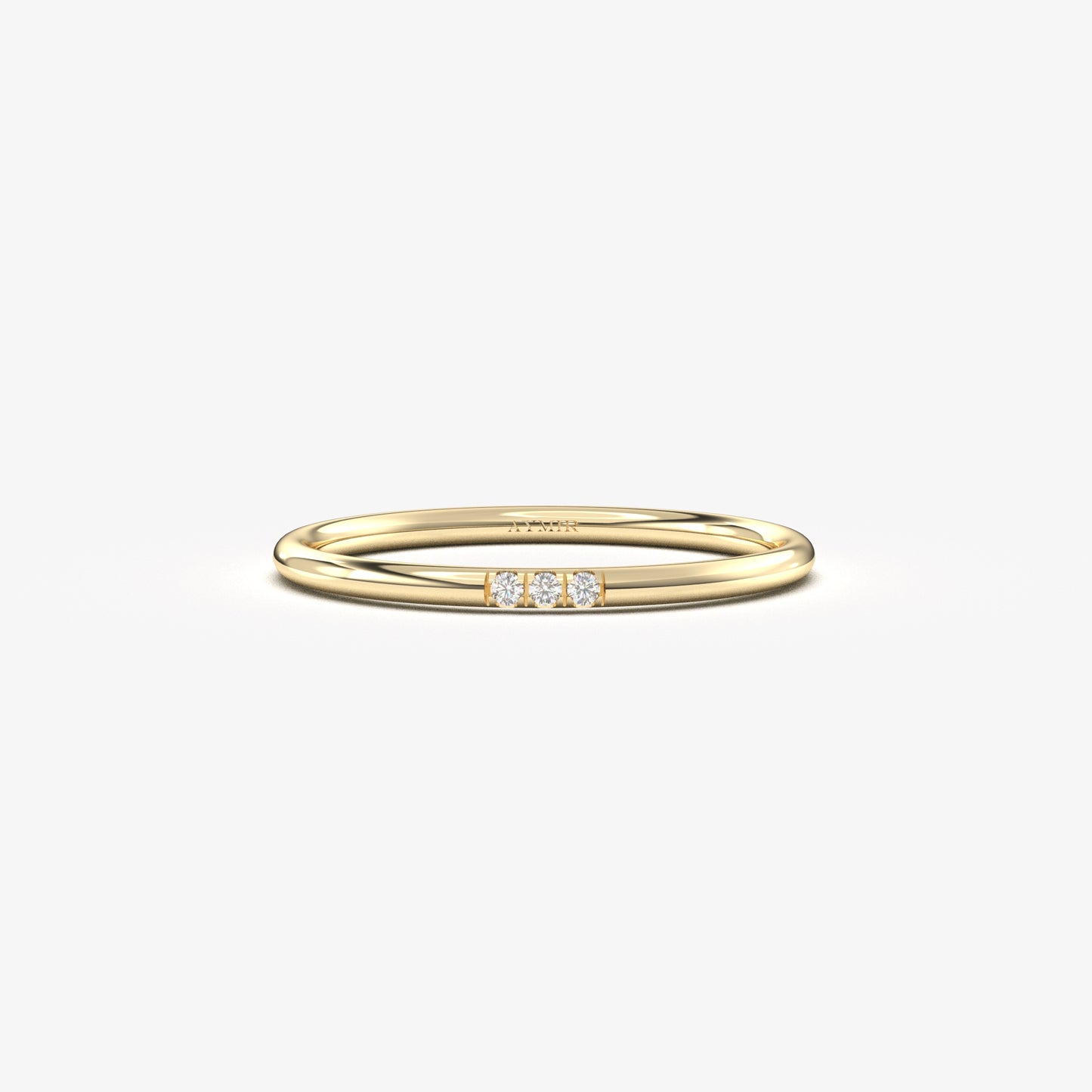 10K Gold Minimalist Pave Diamond Ring - 2S41