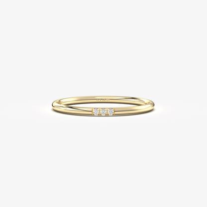 10K Gold Minimalist Pave Diamond Ring - 2S41
