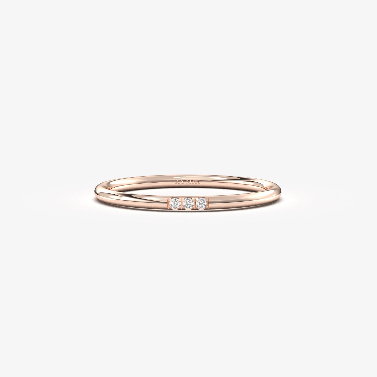 10K Gold Minimalist Pave Diamond Ring - 2S41