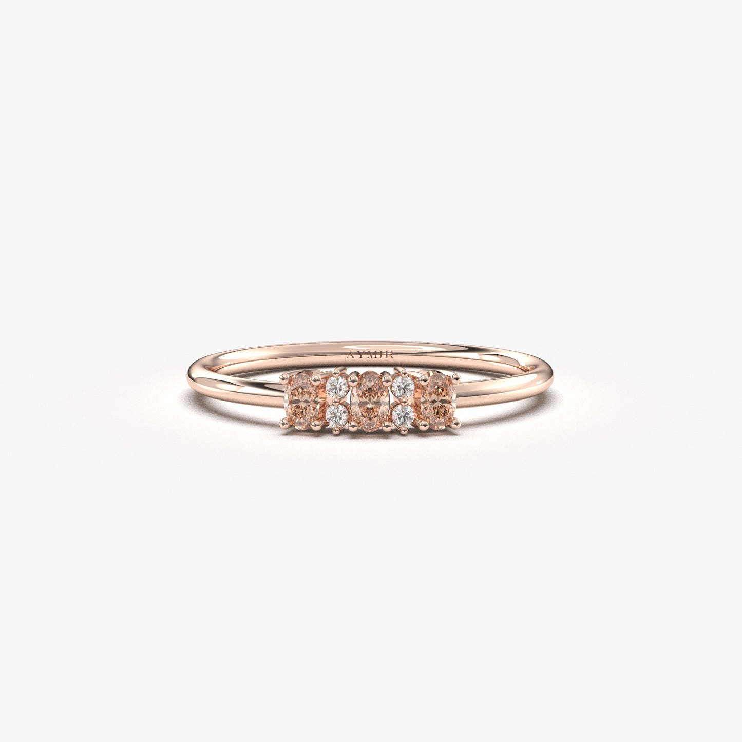 14K Gold Unique Oval Champagne and Diamond Ring - 2S46CHAMP