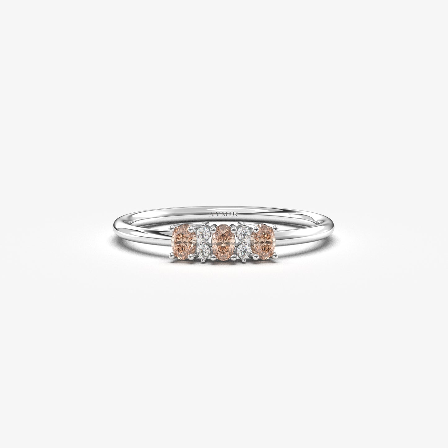 14K Gold Unique Oval Champagne and Diamond Ring - 2S46CHAMP