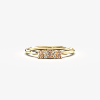 14K Gold Unique Oval Champagne and Diamond Ring - 2S46CHAMP