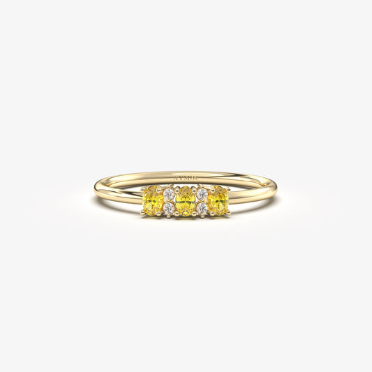 18K Gold Oval Citrine and Cz Ring - 2S46CIT