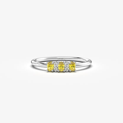 18K Gold Oval Citrine and Cz Ring - 2S46CIT