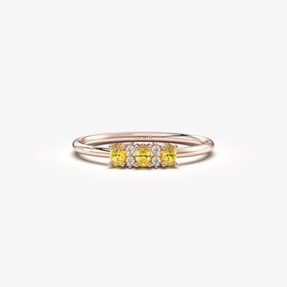 18K Gold Oval Citrine and Cz Ring - 2S46CIT