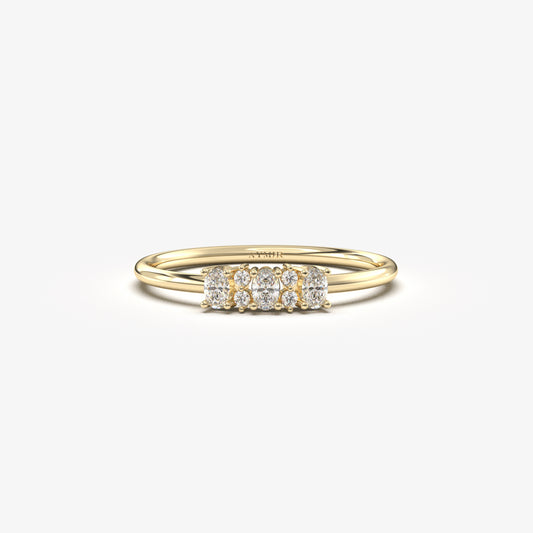 18K Gold Thin Oval and CZ Ring - 2S46DIA