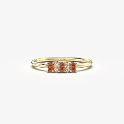 18K Gold Oval Garnet and Cz Ring - 2S46GAR