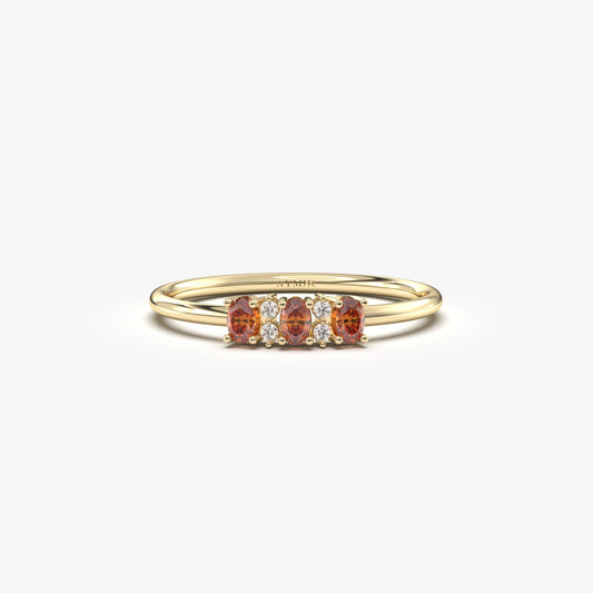 10K Gold Oval Garnet and Cz Ring - 2S46GAR