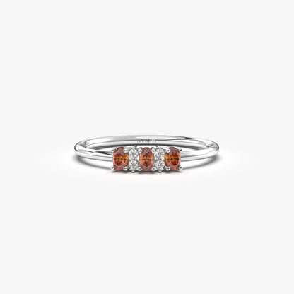 18K Gold Oval Garnet and Cz Ring - 2S46GAR